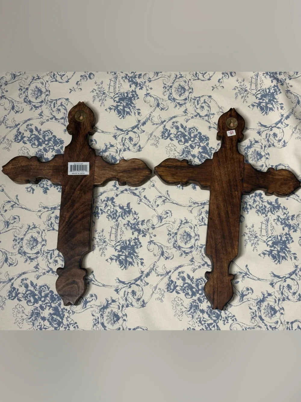 Hand-Carved‎ Wooden Wall Cross - Brown